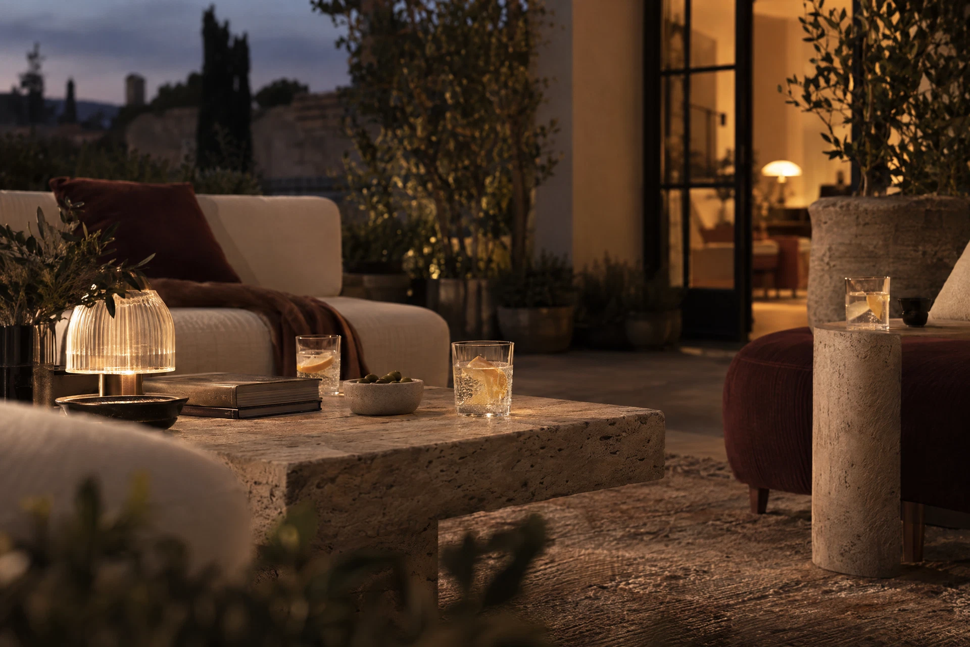 Concept inspiration: a quiet lounge at dusk, not event photography